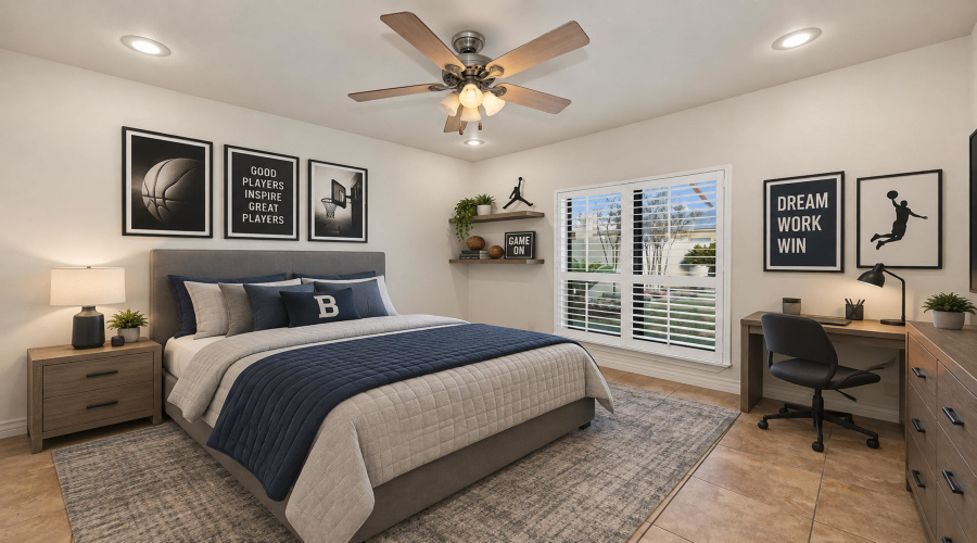 Virtually staged 1st floor bedroom
